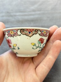 13 Chinese famille rose cups and 15 saucers, Yongzheng/Qianlong