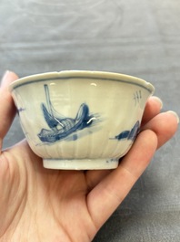 13 Chinese blue and white cups and 15 saucers, Kangxi