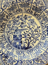 A Chinese blue and white 'pheasant' basin, Kangxi