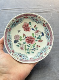 13 Chinese famille rose cups and 15 saucers, Yongzheng/Qianlong