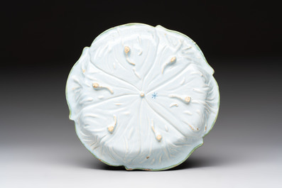 A polychrome Dutch Delft 'mulberries' tureen and cover on stand, 18th C.