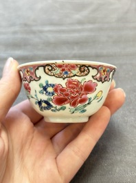 13 Chinese famille rose cups and 15 saucers, Yongzheng/Qianlong