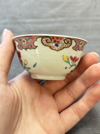 13 Chinese famille rose cups and 15 saucers, Yongzheng/Qianlong