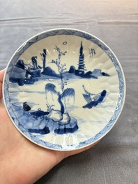 13 Chinese blue and white cups and 15 saucers, Kangxi