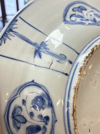 A Chinese blue and white 'kraak' 'Wang Xizhi' dish, Wanli
