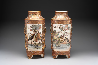 A pair of Japanese Satsuma vases, Meiji, 19th C.