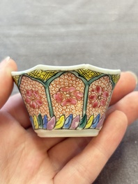 13 Chinese famille rose cups and 15 saucers, Yongzheng/Qianlong