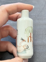 Four Chinese famille rose 'erotic' snuff bottles, Chenghua mark, 19th C.