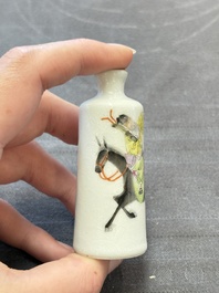 A Chinese famille rose sgraffito 'Zhang Guo Lao 張果老' snuff bottle, Daoguang mark, 19th C.