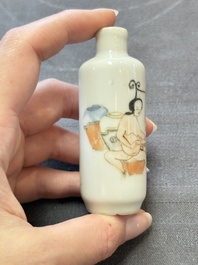 Four Chinese famille rose 'erotic' snuff bottles, Chenghua mark, 19th C.