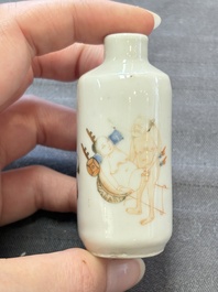 Four Chinese famille rose 'erotic' snuff bottles, Chenghua mark, 19th C.
