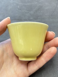 A Chinese yellow-glazed cup, Kangxi mark and of the period