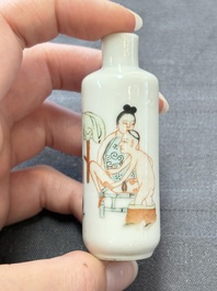 Four Chinese famille rose 'erotic' snuff bottles, Chenghua mark, 19th C.