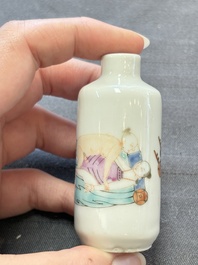 Four Chinese famille rose 'erotic' snuff bottles, Chenghua mark, 19th C.