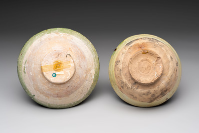 Four Amol pottery sgraffito bowls, Persia, 12th C.