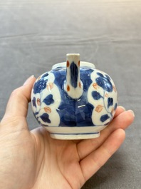 Three Chinese Imari-style covered teapots and a blue and white milk jug, Kangxi/Qianlong