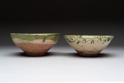 Four Amol pottery sgraffito bowls, Persia, 12th C.