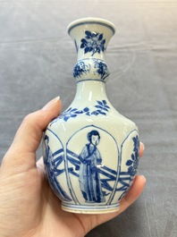 Five Chinese blue and white vases, jade 玉 marks, Kangxi and later