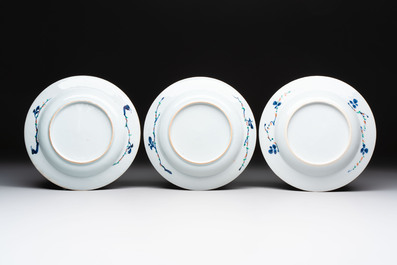 Ten Chinese doucai plates with floral design, Kangxi