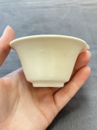 Five Chinese white-glazed 'Hatcher Cargo' shipwreck bowls, Transitional period