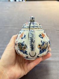 Three Chinese Imari-style covered teapots and a blue and white milk jug, Kangxi/Qianlong