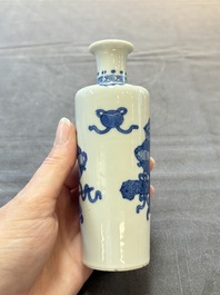 Five Chinese blue and white vases, jade 玉 marks, Kangxi and later