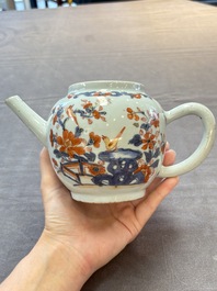 Three Chinese Imari-style covered teapots and a blue and white milk jug, Kangxi/Qianlong