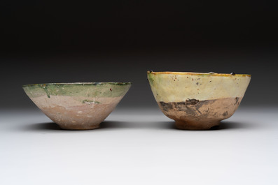 Four Amol pottery sgraffito bowls, Persia, 12th C.