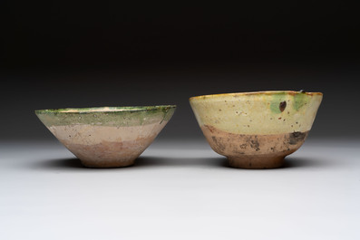 Four Amol pottery sgraffito bowls, Persia, 12th C.