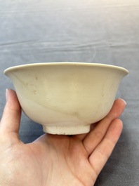 Five Chinese white-glazed 'Hatcher Cargo' shipwreck bowls, Transitional period
