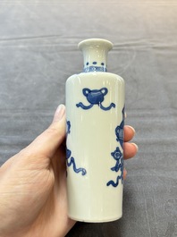 Five Chinese blue and white vases, jade 玉 marks, Kangxi and later