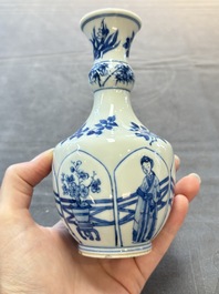 Five Chinese blue and white vases, jade 玉 marks, Kangxi and later