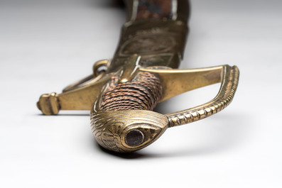 A French artillery officer&rsquo;s sabre &lsquo;&agrave; la hongroise&rsquo; with beaded guard or 'garde perl&eacute;e', 1st Empire, 19th C.