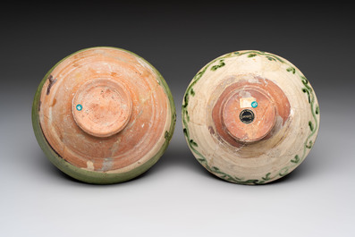 Four Amol pottery sgraffito bowls, Persia, 12th C.