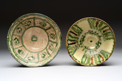 Four Amol pottery sgraffito bowls, Persia, 12th C.
