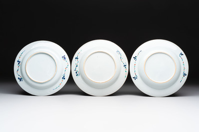 Ten Chinese doucai plates with floral design, Kangxi