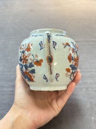 Three Chinese Imari-style covered teapots and a blue and white milk jug, Kangxi/Qianlong