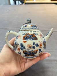 Three Chinese Imari-style covered teapots and a blue and white milk jug, Kangxi/Qianlong