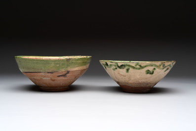 Four Amol pottery sgraffito bowls, Persia, 12th C.