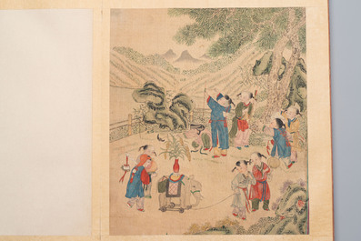 An album of 12 'playing boys' paintings, ink and colour on silk, China, 19th C.