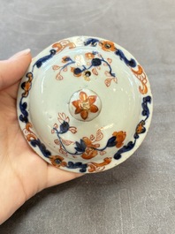 Three Chinese Imari-style covered teapots and a blue and white milk jug, Kangxi/Qianlong