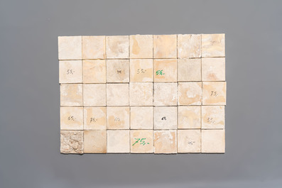 35 manganese Dutch Delft tiles, 18/19th C.