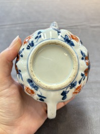 Three Chinese Imari-style covered teapots and a blue and white milk jug, Kangxi/Qianlong
