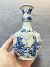 Five Chinese blue and white vases, jade 玉 marks, Kangxi and later