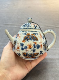 Three Chinese Imari-style covered teapots and a blue and white milk jug, Kangxi/Qianlong