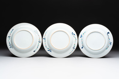 Ten Chinese doucai plates with floral design, Kangxi
