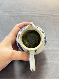 Three Chinese Imari-style covered teapots and a blue and white milk jug, Kangxi/Qianlong