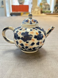 Three Chinese Imari-style covered teapots and a blue and white milk jug, Kangxi/Qianlong