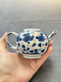 Three Chinese Imari-style covered teapots and a blue and white milk jug, Kangxi/Qianlong