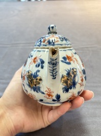 Three Chinese Imari-style covered teapots and a blue and white milk jug, Kangxi/Qianlong